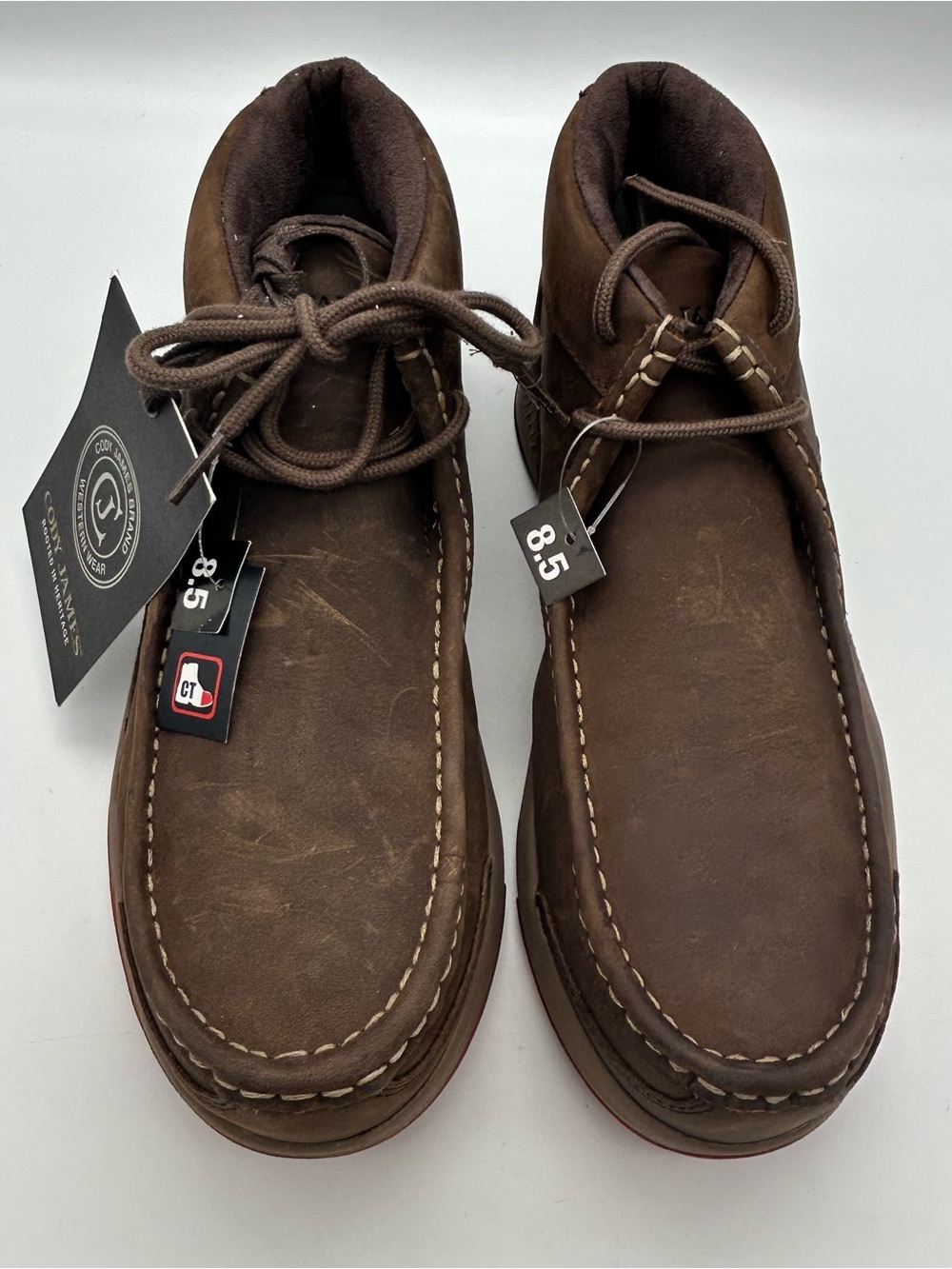 Cody James Men's Dark Brown Leather Moc Toe 8.5D Boots - Picture 11 of 16
